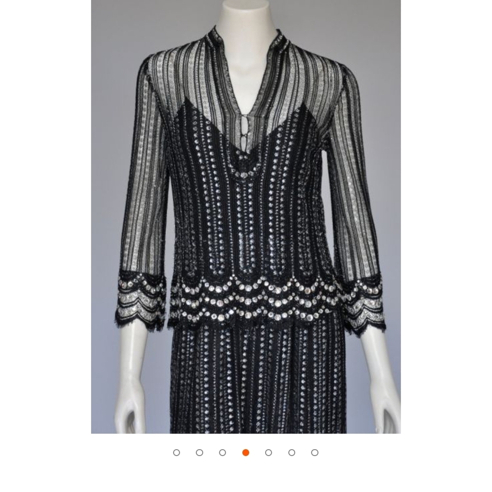 Elegant Black and Silver Sheer Top And Skirt